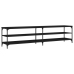 Mueble de TV metal y madera contrachapada negro 200x30x50 cm