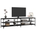 Mueble de TV metal y madera contrachapada negro 200x30x50 cm