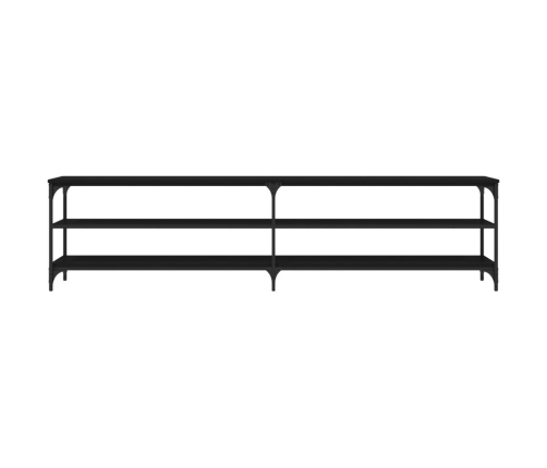 Mueble de TV metal y madera contrachapada negro 200x30x50 cm