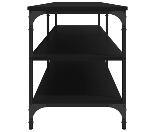 Mueble de TV metal y madera contrachapada negro 200x30x50 cm