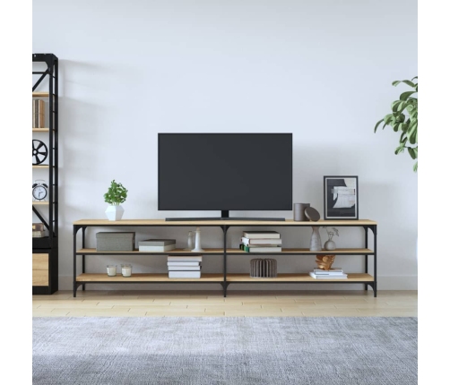 Mueble TV metal y madera contrachapada roble Sonoma 200x30x50cm