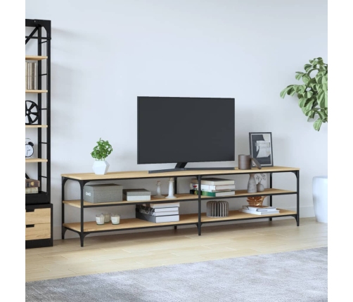 Mueble TV metal y madera contrachapada roble Sonoma 200x30x50cm