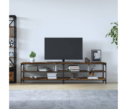 Mueble de TV metal y contrachapada roble ahumado 200x30x50cm