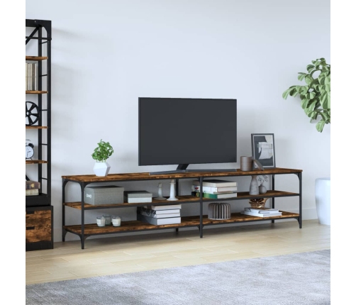 Mueble de TV metal y contrachapada roble ahumado 200x30x50cm