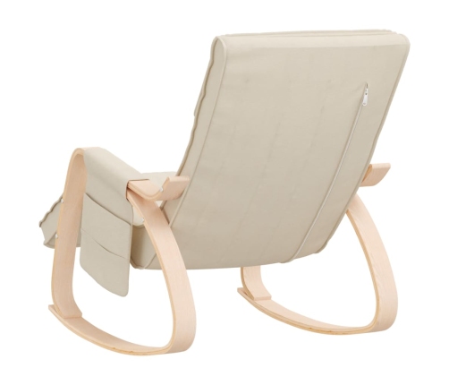 Silla mecedora de tela color crema