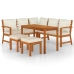 Juego comedor de jardín 6 pzas con cojines madera maciza acacia