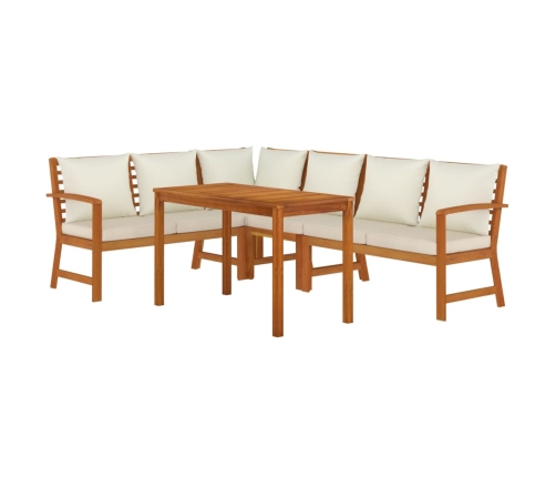 Juego comedor jardín y cojines 5 piezas madera maciza de acacia