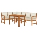 Juego comedor jardín y cojines 5 piezas madera maciza de acacia
