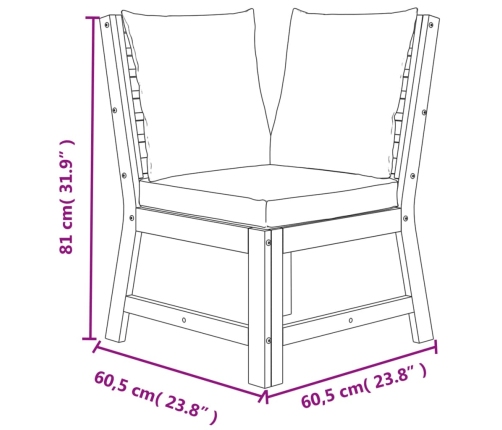 Juego comedor jardín con cojines 11 piezas madera maciza acacia