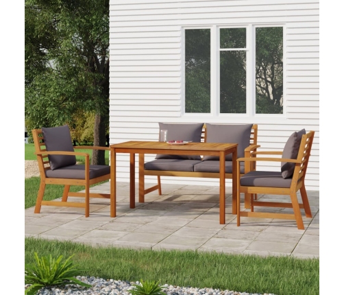 Juego comedor de jardín 4 pzas con cojines madera maciza acacia
