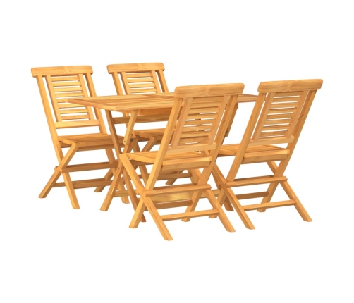 Juego de comedor para jardín 5 piezas madera maciza de teca