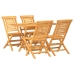 Juego de comedor para jardín 5 piezas madera maciza de teca