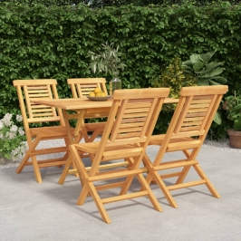 Juego de comedor para jardín 5 piezas madera maciza de teca