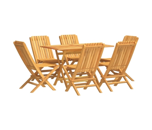 Juego de comedor de jardín 7 piezas madera maciza de teca