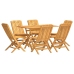 Juego de comedor de jardín 7 piezas madera maciza de teca