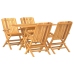 Juego de comedor para jardín 5 piezas madera maciza de teca