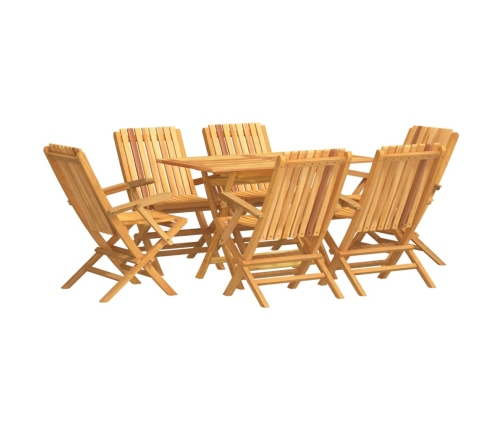 Juego de comedor de jardín 7 piezas madera maciza de teca