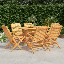 Juego de comedor de jardín 7 piezas madera maciza de teca