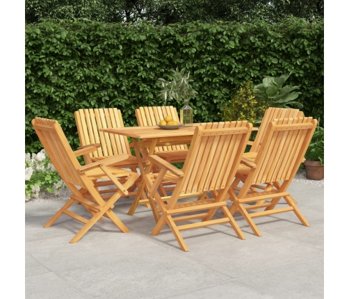 Juego de comedor de jardín 7 piezas madera maciza de teca