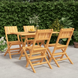 Juego de comedor para jardín 5 piezas madera maciza de teca