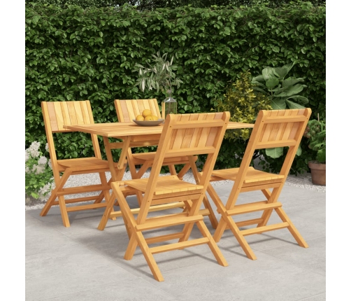 Juego de comedor para jardín 5 piezas madera maciza de teca