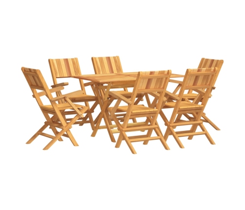 Juego de comedor de jardín 7 piezas madera maciza de teca