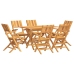 Juego de comedor de jardín 7 piezas madera maciza de teca