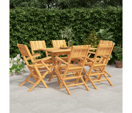 Juego de comedor de jardín 7 piezas madera maciza de teca