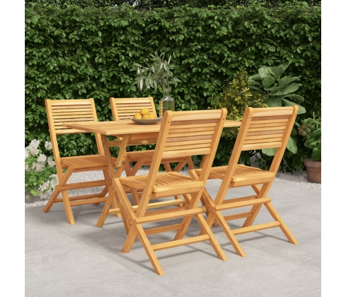 Juego de comedor para jardín 5 piezas madera maciza de teca