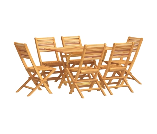 Juego de comedor de jardín 7 piezas madera maciza de teca