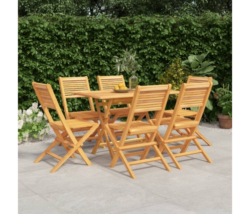Juego de comedor de jardín 7 piezas madera maciza de teca