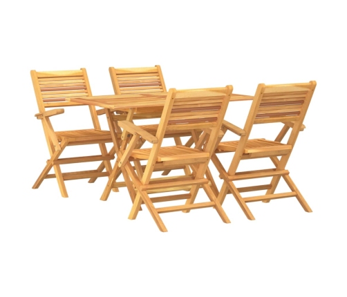 Juego de comedor para jardín 5 piezas madera maciza de teca