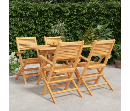 Juego de comedor para jardín 5 piezas madera maciza de teca