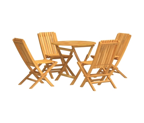 Juego de comedor para jardín 5 piezas madera maciza de teca