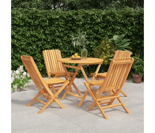 Juego de comedor para jardín 5 piezas madera maciza de teca