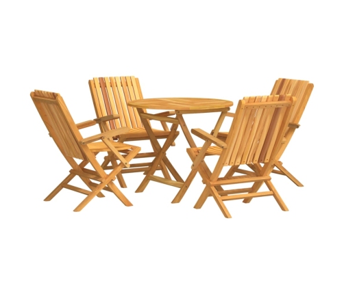 Juego de comedor para jardín 5 piezas madera maciza de teca
