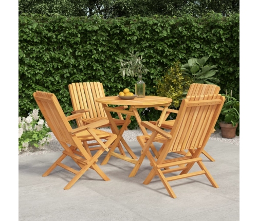 Juego de comedor para jardín 5 piezas madera maciza de teca