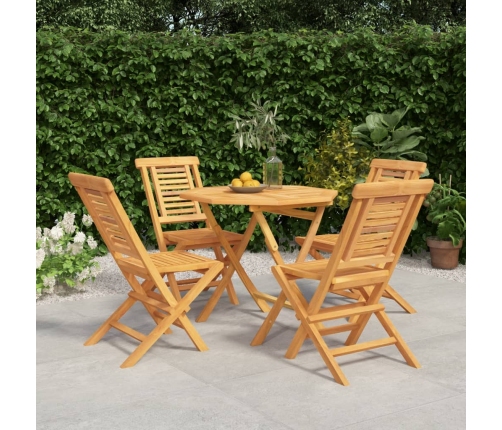 Juego de comedor para jardín 5 piezas madera maciza de teca