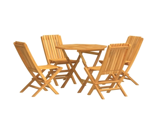 Juego de comedor para jardín 5 piezas madera maciza de teca