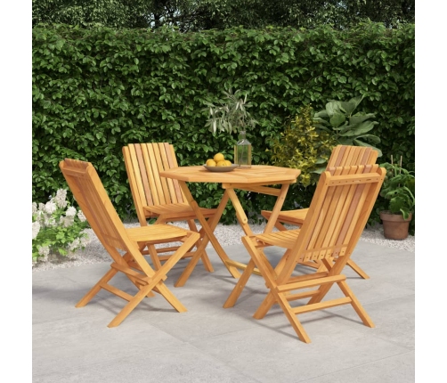 Juego de comedor para jardín 5 piezas madera maciza de teca