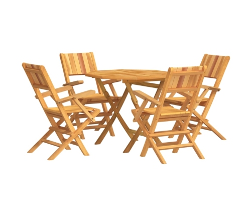 Juego de comedor para jardín 5 piezas madera maciza de teca