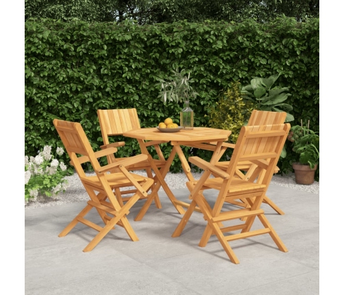 Juego de comedor para jardín 5 piezas madera maciza de teca