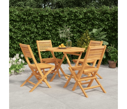 Juego de comedor para jardín 5 piezas madera maciza de teca