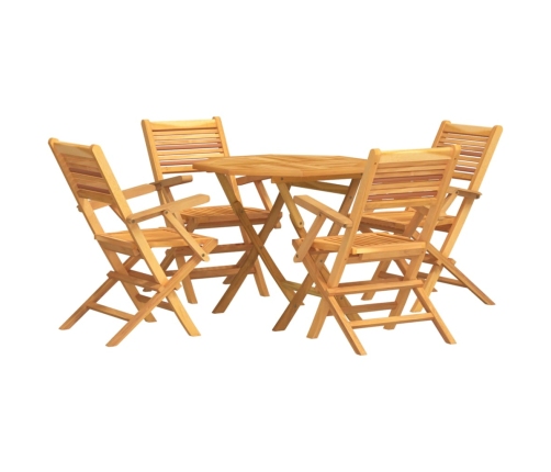Juego de comedor para jardín 5 piezas madera maciza de teca