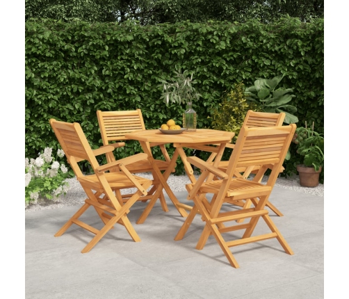Juego de comedor para jardín 5 piezas madera maciza de teca