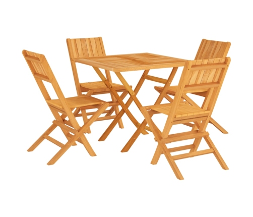 Juego de comedor para jardín 5 piezas madera maciza de teca