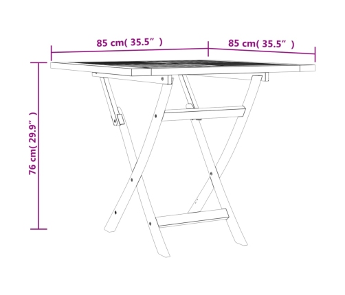 Juego de comedor para jardín 5 piezas madera maciza de teca