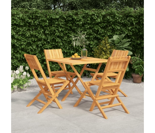 Juego de comedor para jardín 5 piezas madera maciza de teca