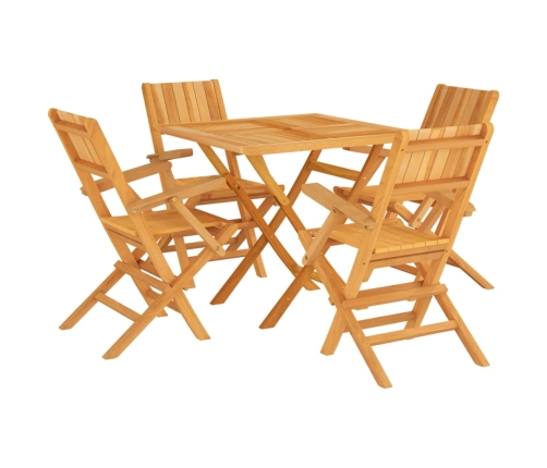 Juego de comedor para jardín 5 piezas madera maciza de teca
