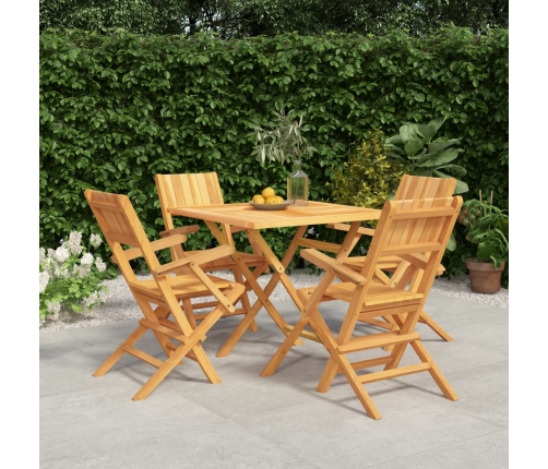 Juego de comedor para jardín 5 piezas madera maciza de teca